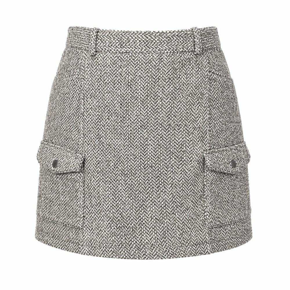 VTG Eddie Bauer Tweed Cargo Skirt Women 4 Wool Midi Gorpcore Utility Y2K 90s - Picture 1 of 8